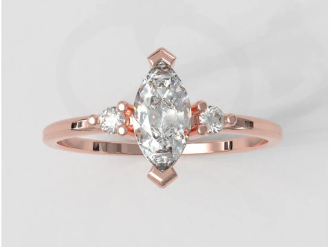 Marquise Gemstone Classic Ring 3D Print Model
