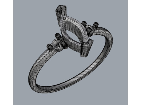 Marquise Gemstone Classic Ring Model Cetak 3D