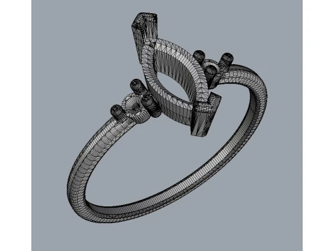 Marquise Gemstone Classic Ring 3D Print Model