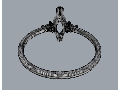 Marquise Gemstone Classic Ring Model Cetak 3D