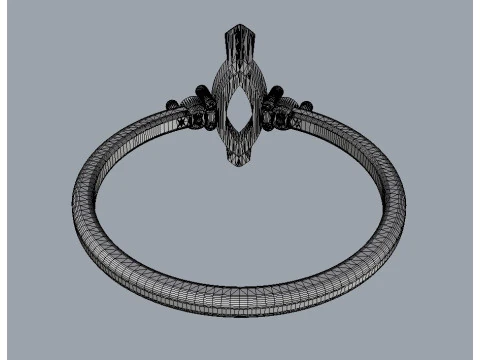 Marquise Gemstone Classic Ring 3D Print Model