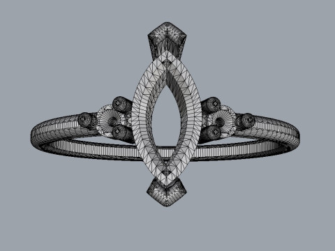 Marquise Gemstone Classic Ring Model Cetak 3D