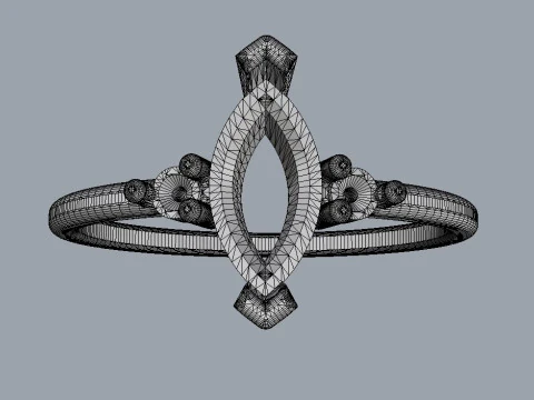Marquise Gemstone Classic Ring 3D Print Model