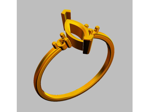 Marquise Gemstone Classic Ring Model Cetak 3D