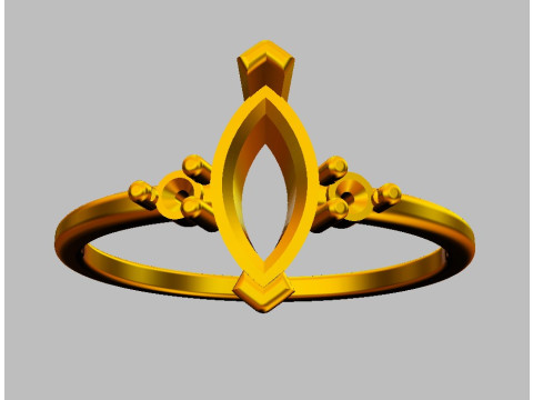 Marquise Gemstone Classic Ring Model Cetak 3D
