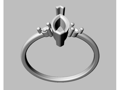 Marquise Gemstone Classic Ring Model Cetak 3D