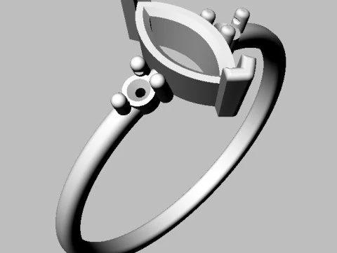 Marquise Gemstone Classic Ring 3D Print Model