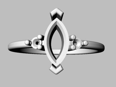 Marquise Gemstone Classic Ring Model Cetak 3D