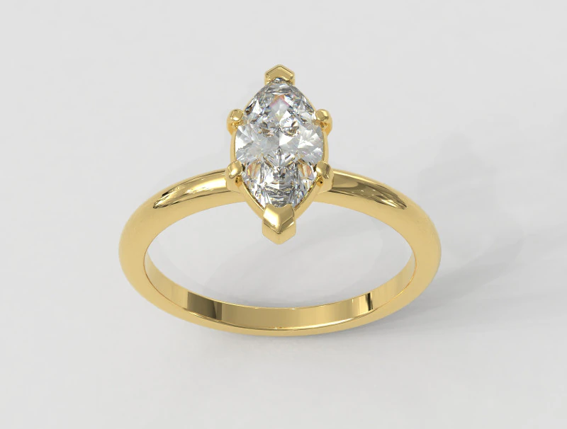 Anel Cl&aacute;ssico de Pedras Preciosas Marquise Modelo de Impressão 3D .c4d .max .obj .3ds .fbx .stl .blend 