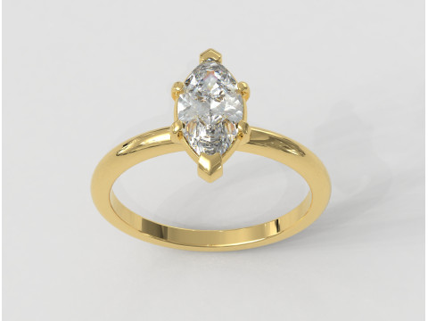Marquise Gemstone Classic Ring 3D Print Model