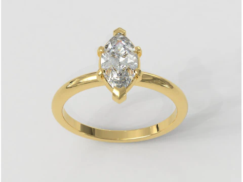 Anel Cl&aacute;ssico de Pedras Preciosas Marquise Modelo de Impressão 3D