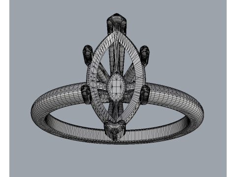 Marquise Gemstone Classic Ring Modello di stampa 3D