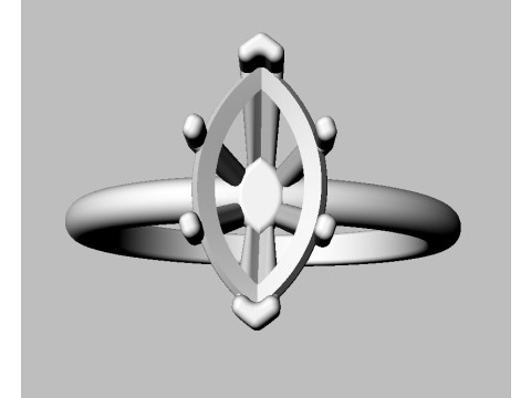 Marquise Gemstone Classic Ring Modello di stampa 3D