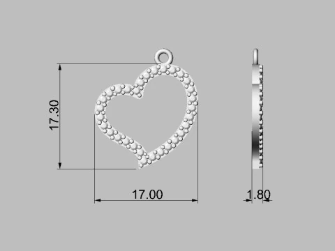Kalp Pırlanta Kolye 3D Baskı Modeli