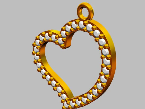 Kalp Pırlanta Kolye 3D Baskı Modeli