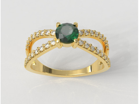 Round Gemstone Classic Ring Modèles 3D en vedette