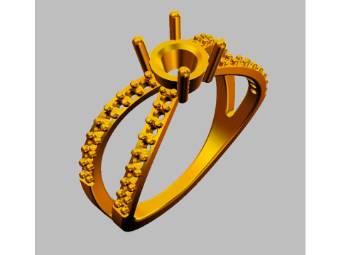 Round Gemstone Classic Ring 3D प्रिंट मॉडल