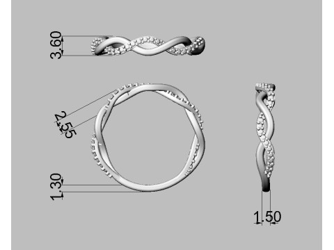 Braided Diamond Ring 3D Print Model