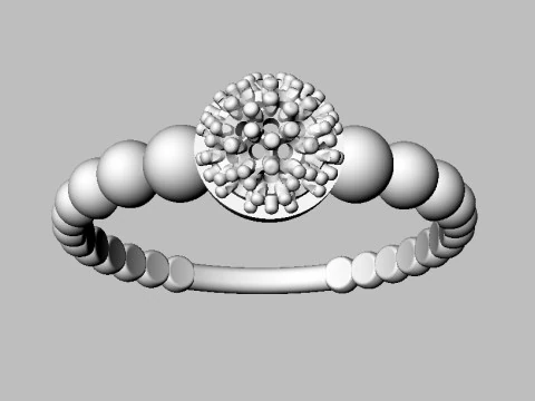 Diamond Sphere Ring 3D Print Model