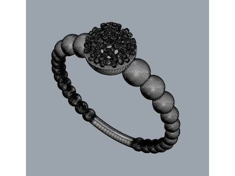 Diamond Sphere Ring 3D Print Model