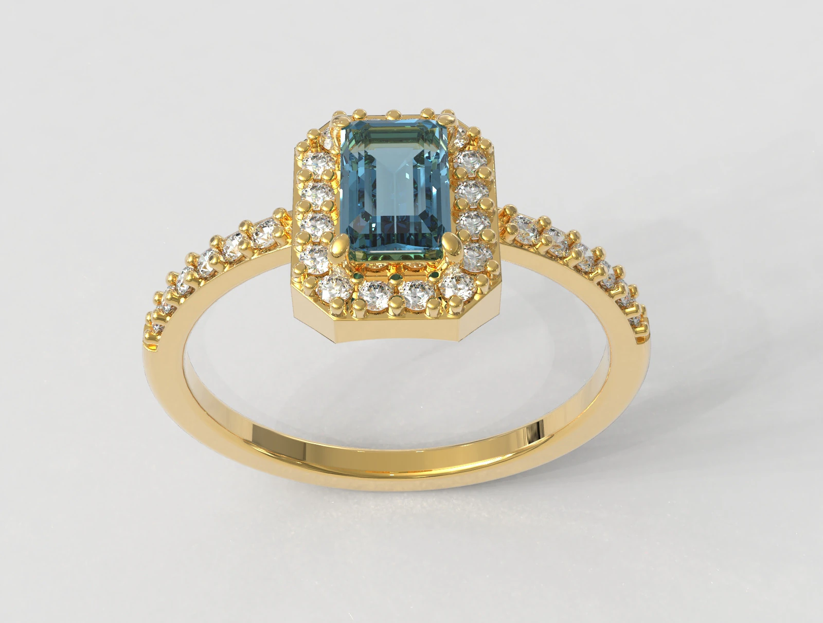 Emerald Gemstone Classic Ring 3D Print Model .c4d .max .obj .3ds .fbx .stl .blend 