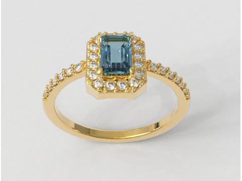 Anel cl&aacute;ssico de pedra preciosa esmeralda Modelo de Impressão 3D