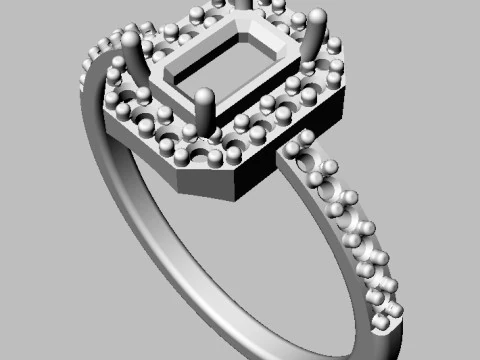 Emerald Gemstone Classic Ring 3D Print Model