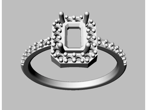 Emerald Gemstone Classic Ring 3D Print Model