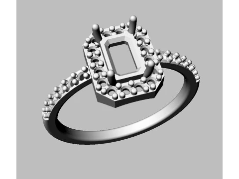Emerald Gemstone Classic Ring 3D Print Model