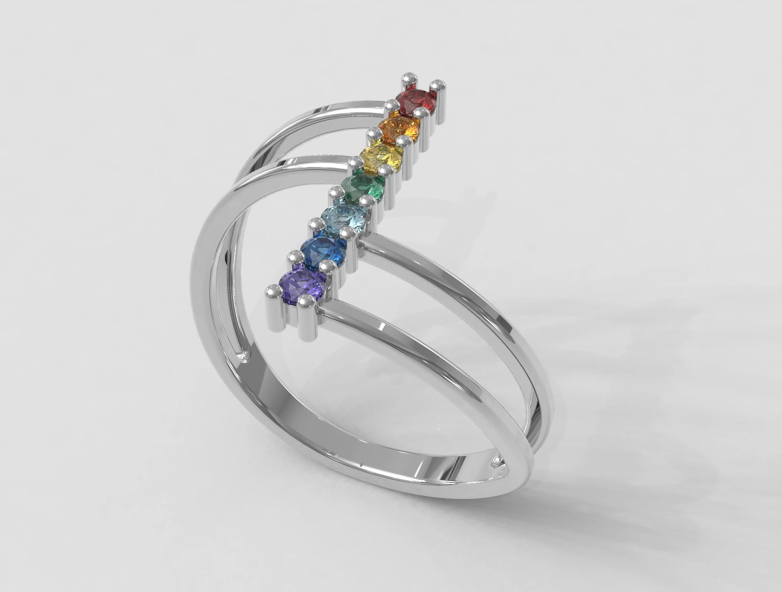 7 Gemstones Ring 3D Print Model .c4d .max .obj .3ds .fbx .stl .blend