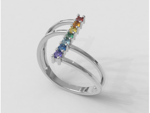 7 Gemstones Ring 3D Print Model