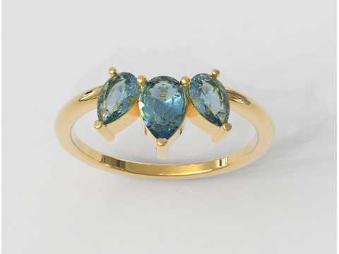 3 Stones Ring 3D Print Model