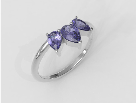 3 Stones Ring 3D Print Model