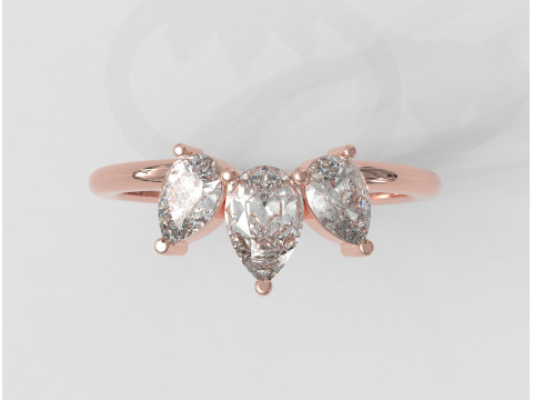 3 Stones Ring 3D Print Model