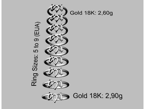 3 Stones Ring 3D Print Model