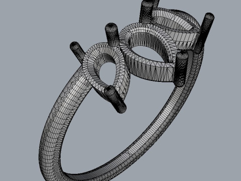 3 Stones Ring 3D Print Model