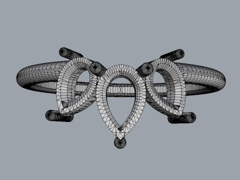 3 Stones Ring 3D Print Model