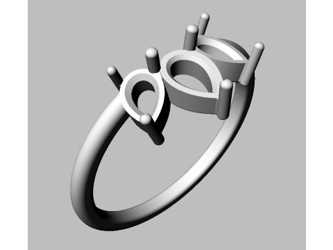 3 Stones Ring 3D Print Model