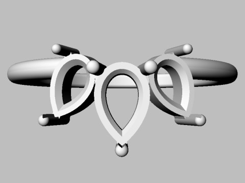 3 Stones Ring 3D Print Model