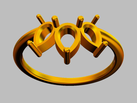 3 Stones Ring 3D Print Model