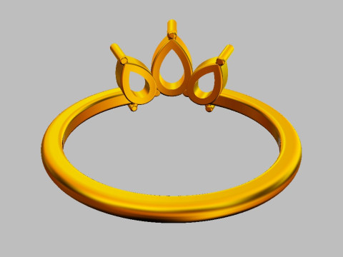 3 Stones Ring 3D Print Model