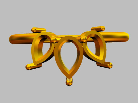 3 Stones Ring 3D Print Model