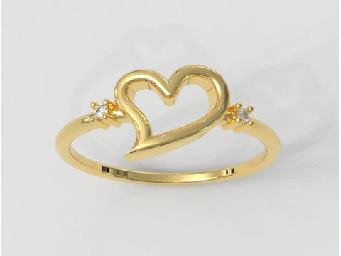 Heart Shape Minimalist Ring 3D Print Model