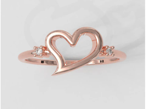 Heart Shape Minimalist Ring 3D Print Model