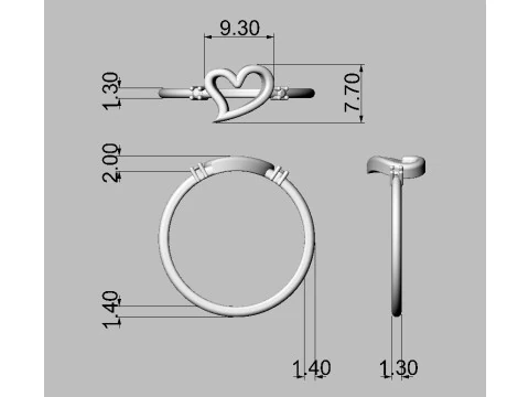 Heart Shape Minimalist Ring 3D Print Model