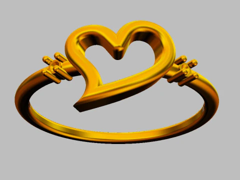 Heart Shape Minimalist Ring 3D Print Model