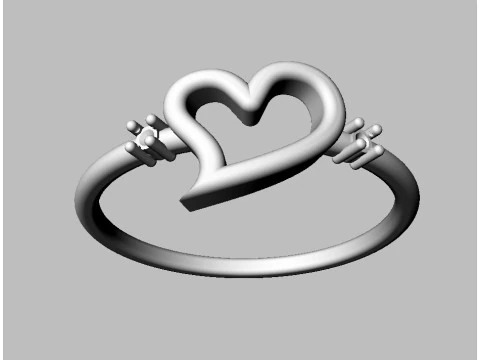 Heart Shape Minimalist Ring 3D Print Model