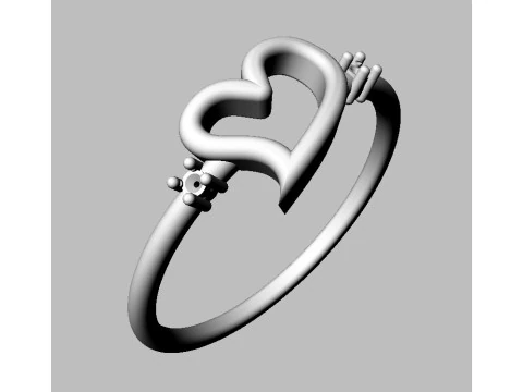 Heart Shape Minimalist Ring 3D Print Model