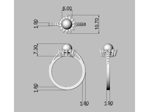 6mm Pearl Ring 3Dプリントモデル