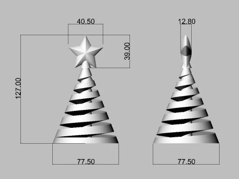 Spiral Christmas Tree - No Support 3D Print Model